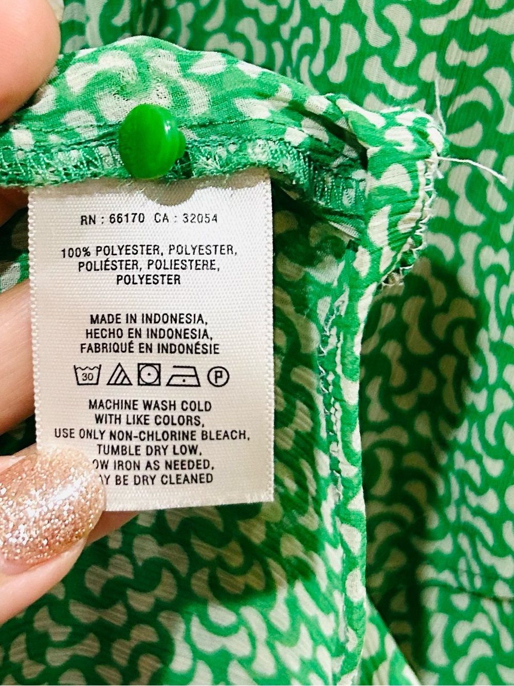 HD in Paris Anthropologie Green Print Asymmetrical Ruffle Sleeveless Top Size 8 - Picture 8 of 9